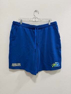 Disney Parks Pixar Monsters University Fleece Sweat Shorts Adult Large NEW